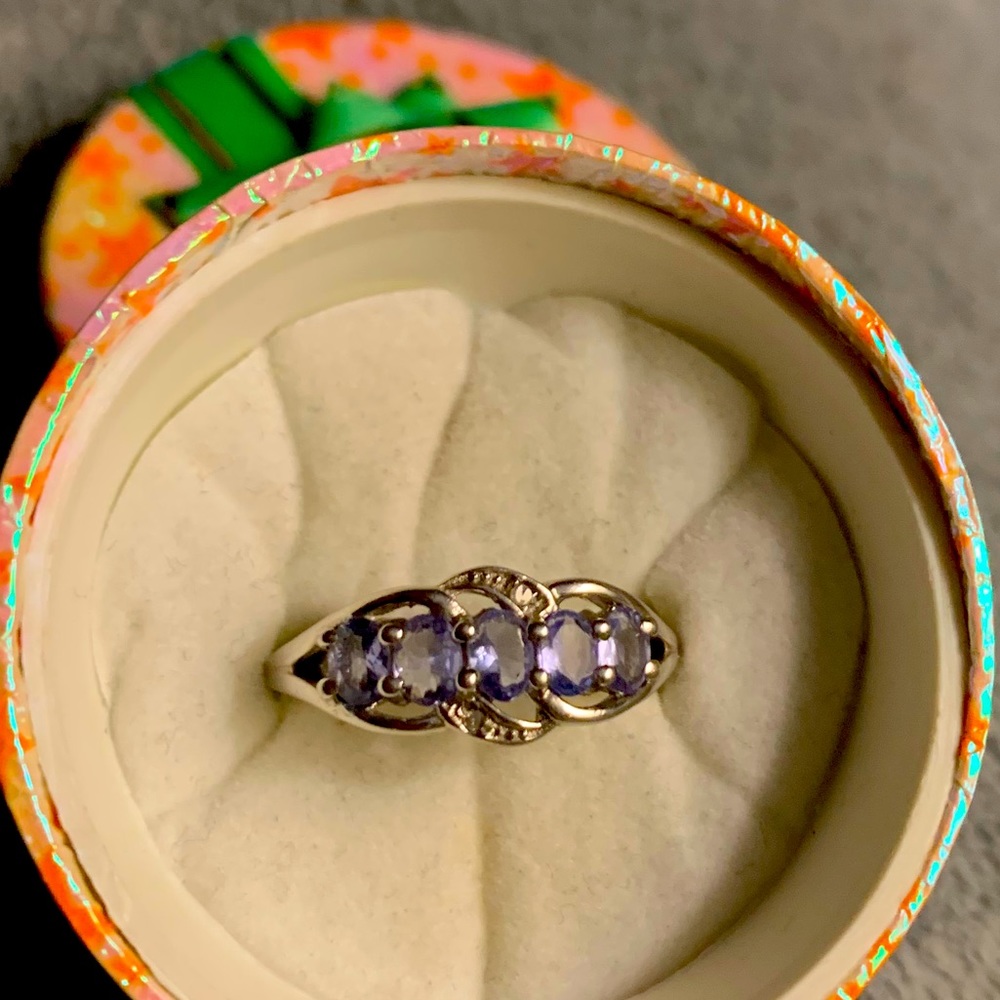Genuine tanzanite diamond ring 1 ct 926